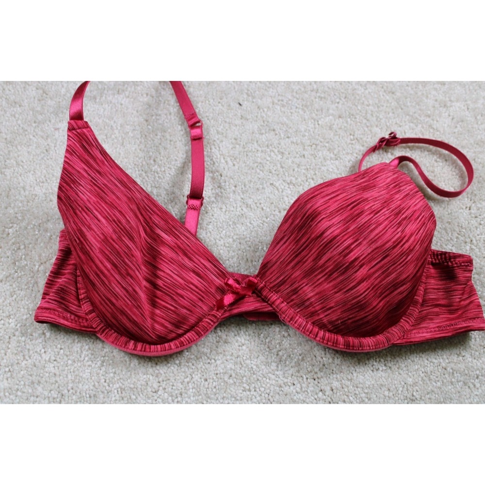 Victorias‎ Secret Pink & Red Striped Underwire Bra Size 34B
